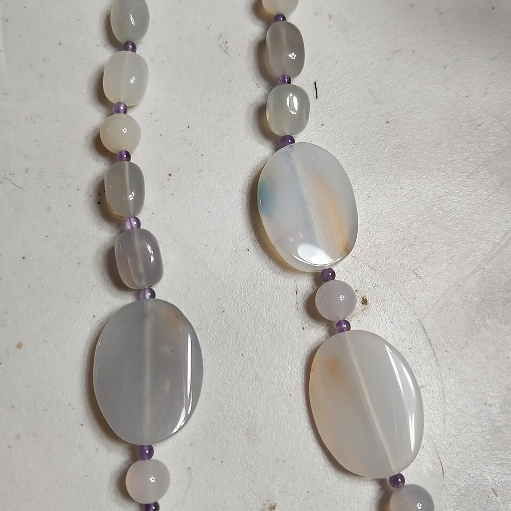30" Mother of pearl necklace and bracelet, 925 sterling hardware - Picture 3 of 4